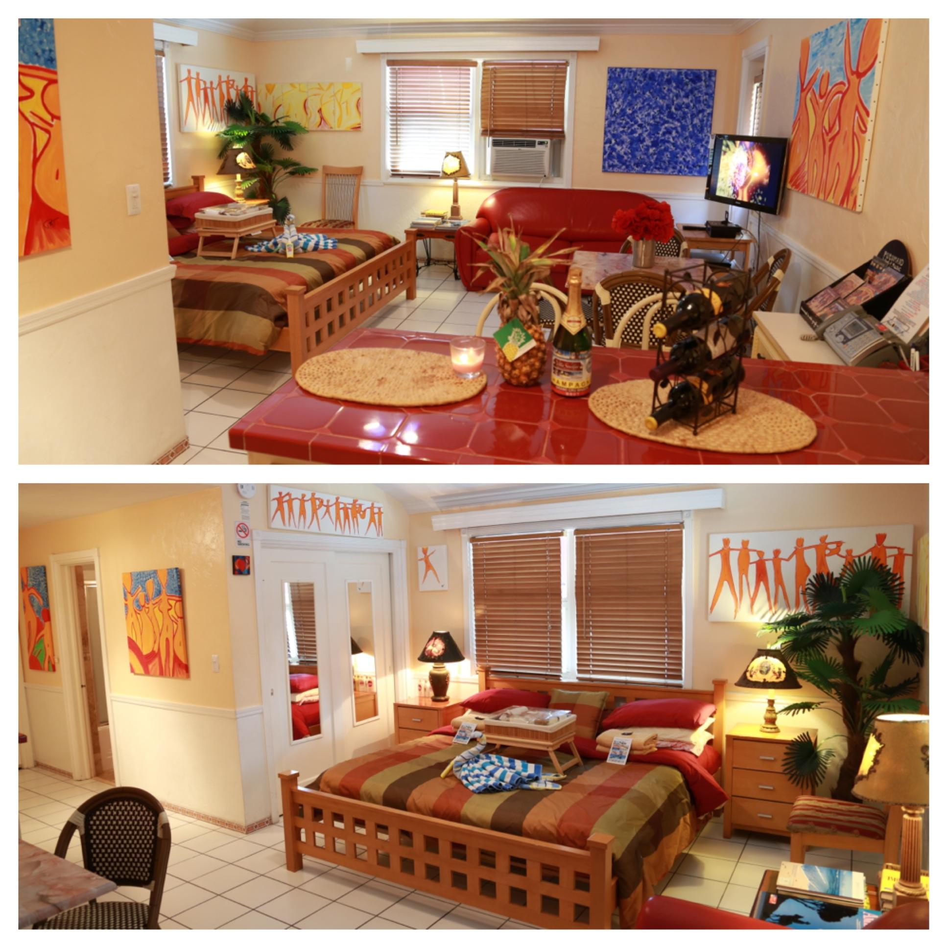 3 Diamonds AAA  Beach Studio Gauguin   6 for 2 to 4, Large Efficiency with  King Bed open Living room Sofa Queen + Full Equipped Kitchen + Full Bath + 32
