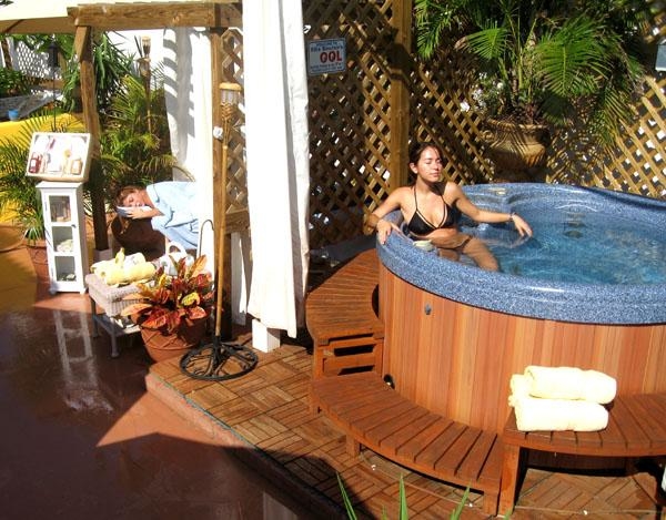 Relax, Villa Sinclair Beach Suites & SPA features HOT TUB, SAUNA, MULTI JET SHOWERS, MASSAGE GAZEBOS, 5 BEACH CABANAS, HAMMOCKS, SUNDECK, OUTSIDE CHANGING CABINE & BATHROOM, COVERED IPAD BEACH LOUNGE CAFE, 5 BBQS, 2 FIRE PLACES, 1 FOUNTAIN, BIKE RENTAL, LAUNDRY, BUSINESS CENTER & BEACH PARKING Villa Sinclair Beach Suites & SPA 317 Polk Street Hollywood Beach Florida 33019 RSVP 1-954-450-0000 steps from the Beach & Hollywood Boardwalk