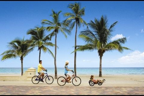 The Best Bicycles Trail right on the Beach is Hollywood Beach Boardwalk, like nowwhere else, for couples & Family, fun in the Sun @ Villa Sinclair Beach Suites & SPA 317 Polk Street Hollywood Beach Florida 33019 RSVP 1-954-450-0000 steps from the Beach & Hollywood Boardwalk
