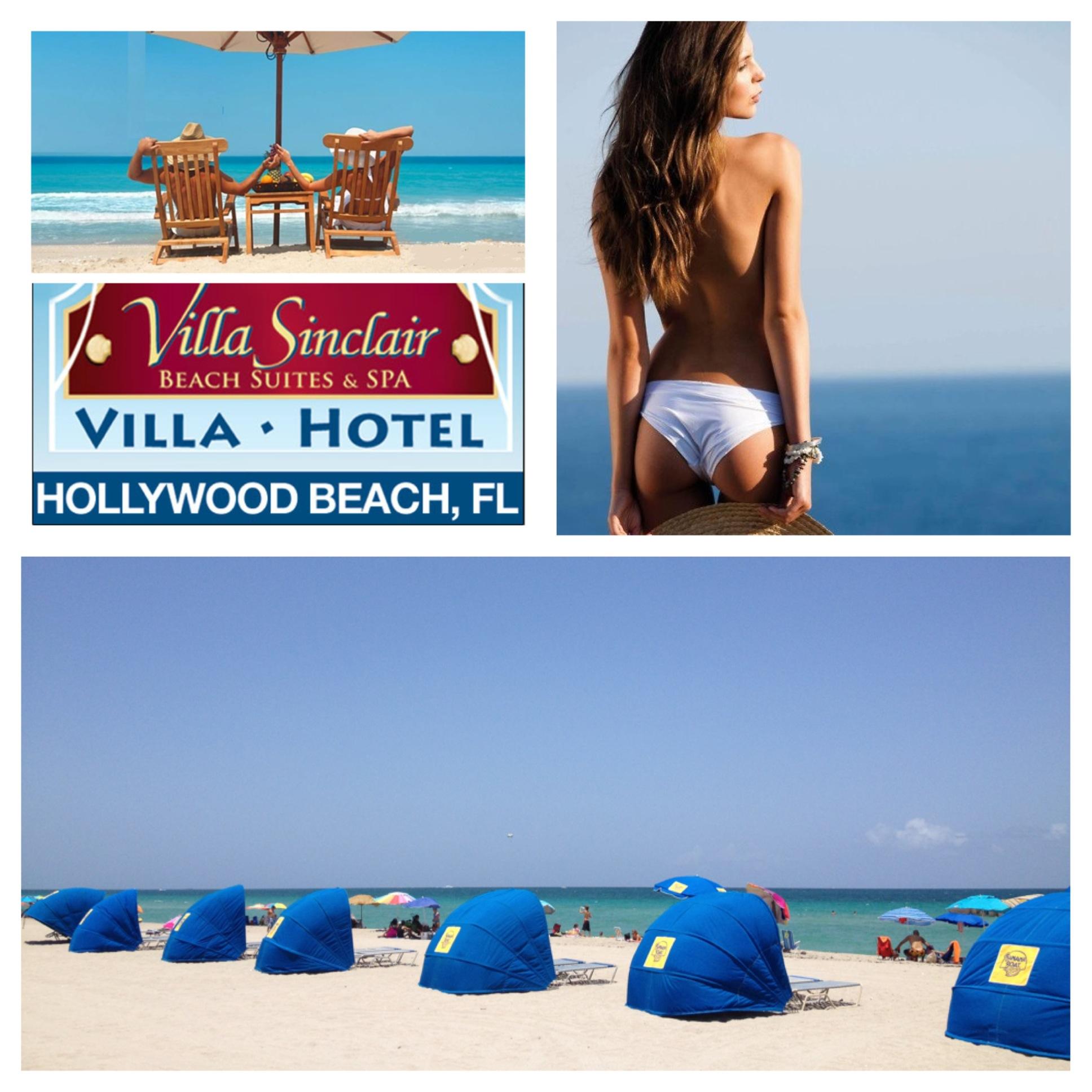 Relax you are on Vacation @ Villa Sinclair Beach Suites & SPA 317 Polk Street Hollywood Beach Florida 33019 RSVP 1-954-450-0000 steps from the Beach & Hollywood Boardwalk