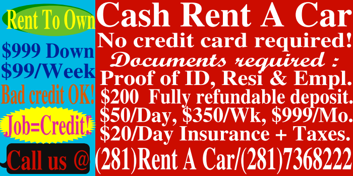 Cash Rent A Car Houston Tx Cash Rent A Car Houston Tx
