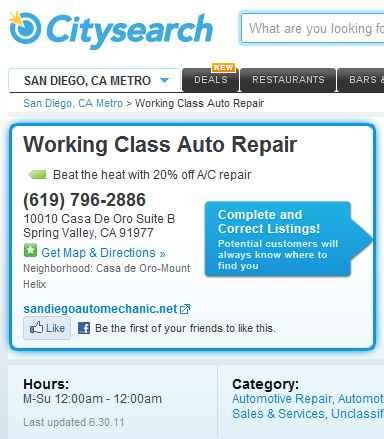 Add a business to Citysearch
