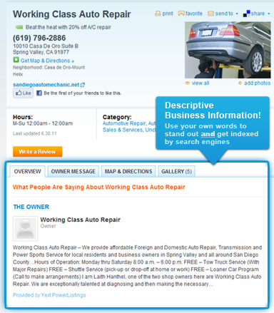 Citysearch business listing