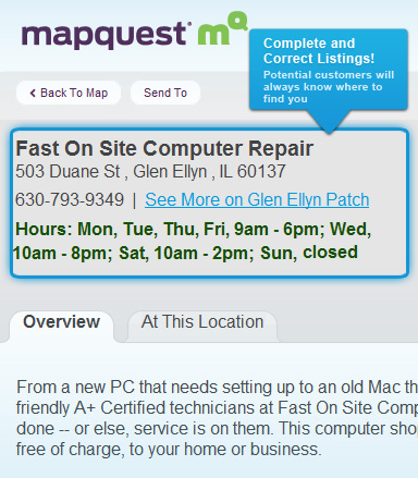 Add a business to MapQuest