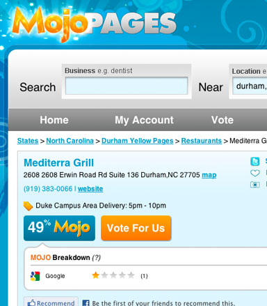 Add a business to MojoPages
