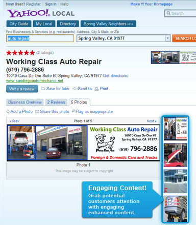 Local search engine business listing