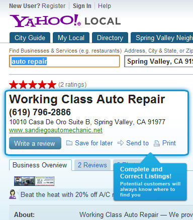Yahoo local listings
