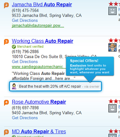 Yahoo businesss listing