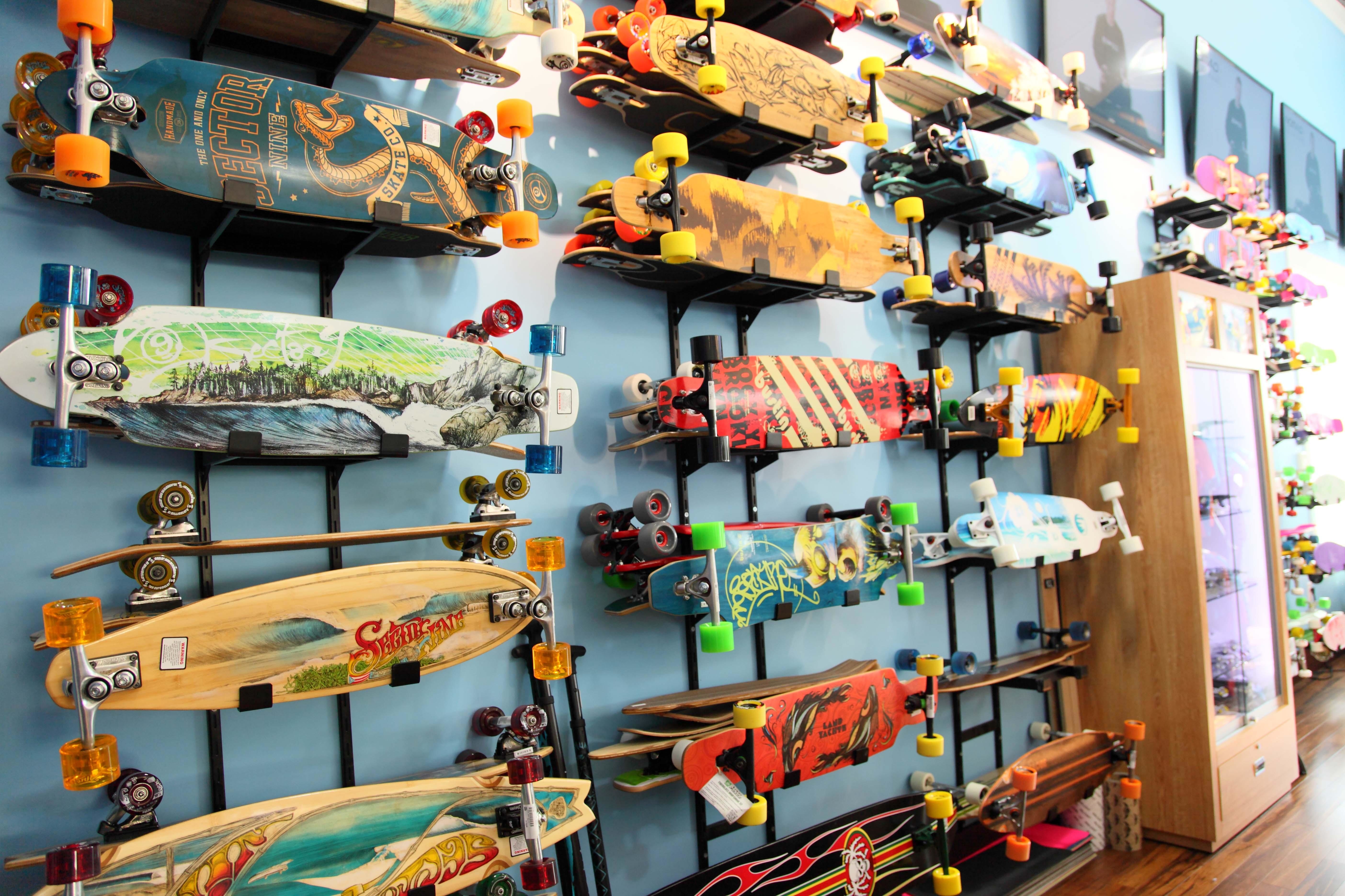 Some of the skateboards in store