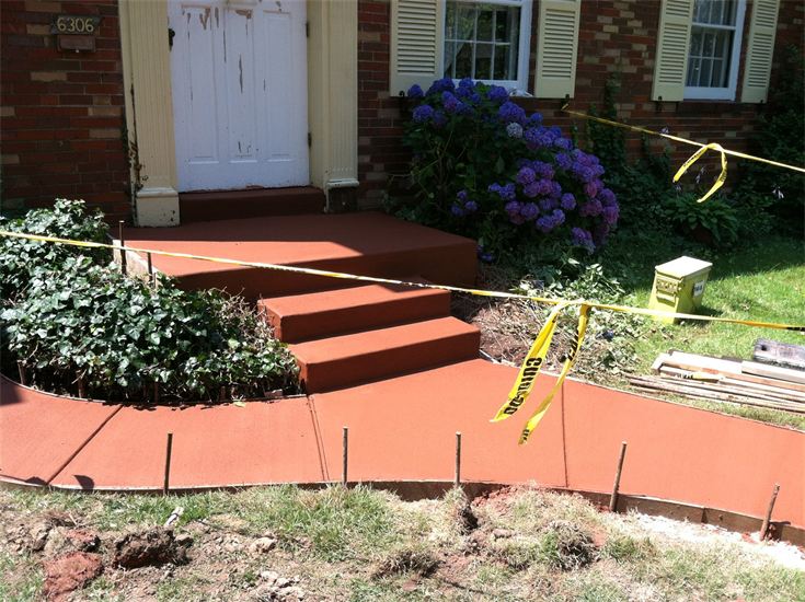 colored concrete porch steps and sidewalk
