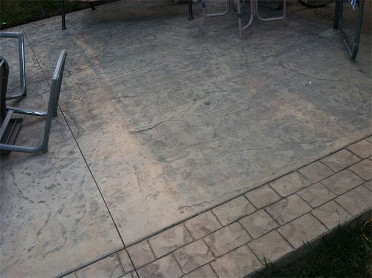 stamped patio with a border