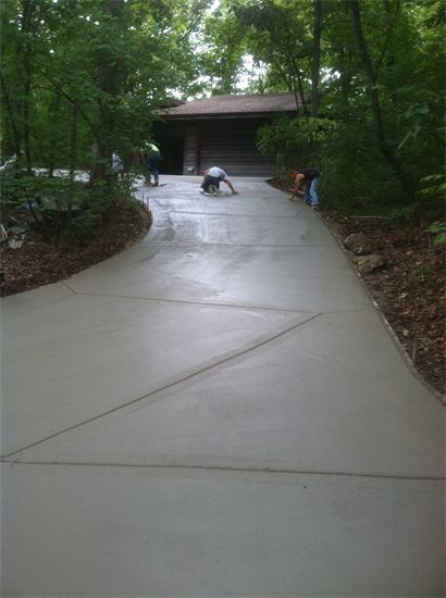 heated driveway with a light broom finish